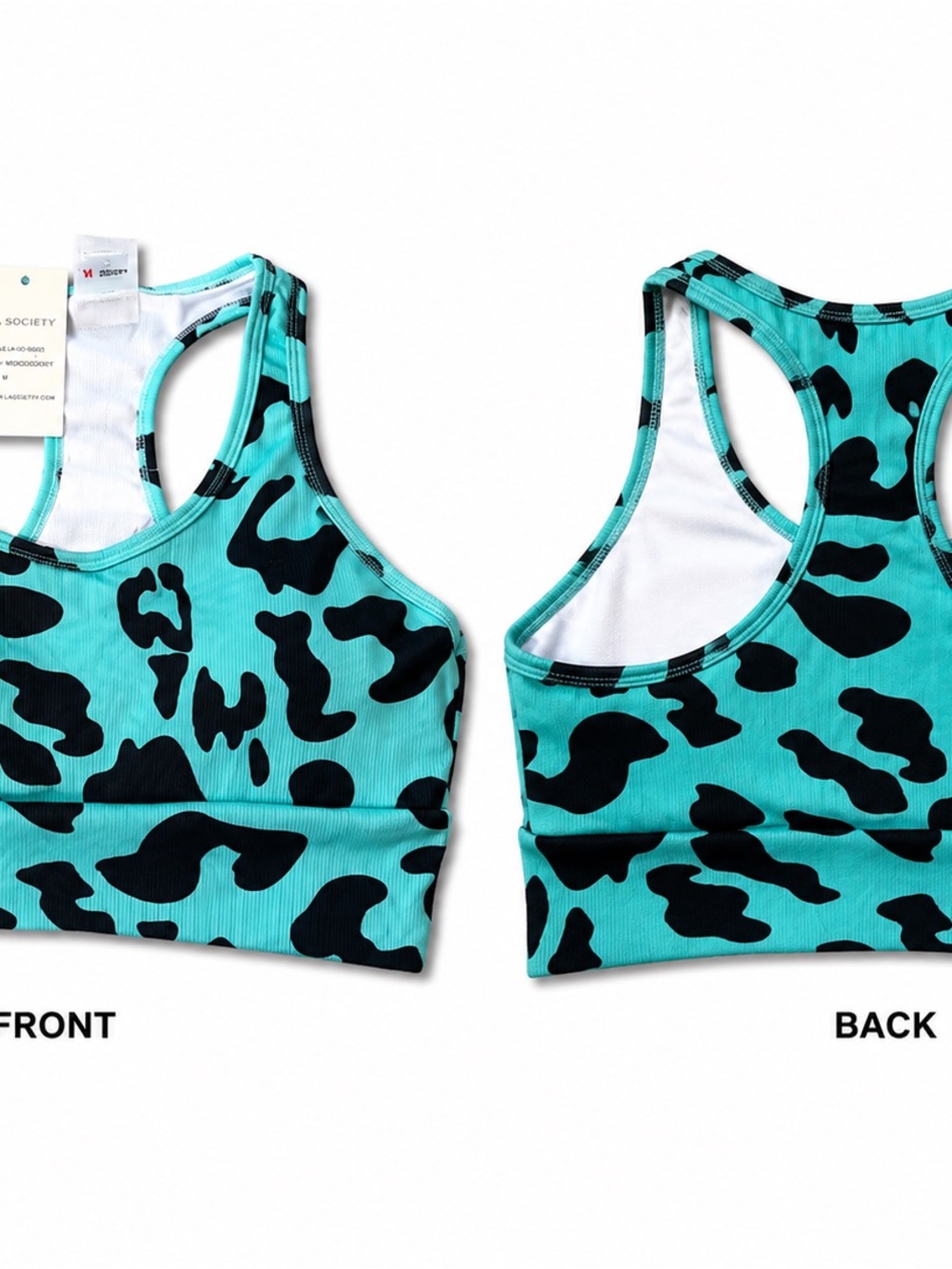 Teal Animal Print Racerback Sports Bra
